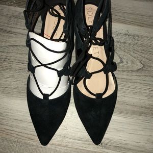 Sole society suede lace up black block heal